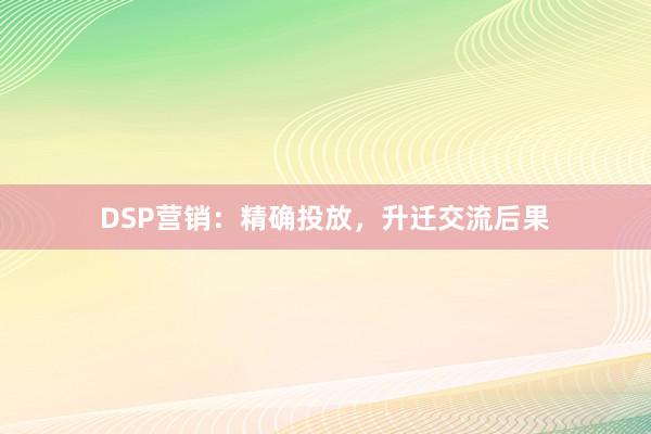 DSP营销：精确投放，升迁交流后果